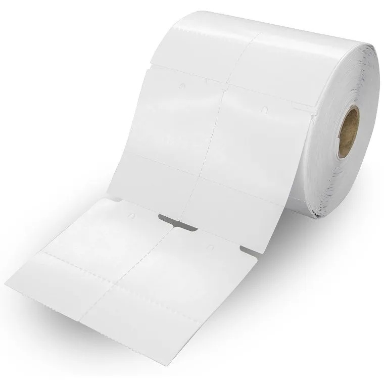 Rolo de Etiquetas Tag Cartão Para Roupas 50mm x 75mm - 2 Colunas - Serrilha - 90 metros