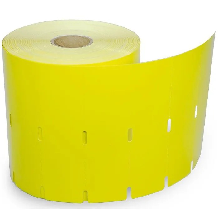 Rolo de Etiquetas Tag Cartão Para Gôndolas de Supermercado - Amarela - 100mm x 30mm - 1 Coluna - 90 metros (10 unidades)